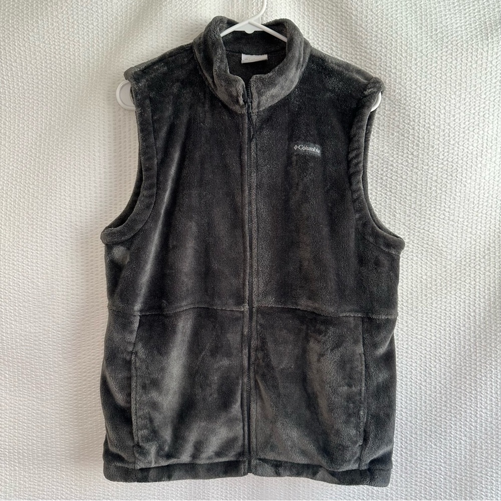 Columbia Steens Mountain Gray Fleece Full Zip Vest Men’s Size Large Outdoor